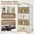 Sekey Mini Tomatengewächshaus mit 4 Regalböden, Folie Gewächshaus Klein Tomatenhaus Balkon Garten, Kleines Foliengewächshaus Stabil 160*70*50 cm, Weiß - Thumbnail 7