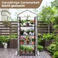 Sekey Mini Tomatengewächshaus mit 4 Regalböden, Folie Gewächshaus Klein Tomatenhaus Balkon Garten, Kleines Foliengewächshaus Stabil 160*70*50 cm, Weiß - Thumbnail 9