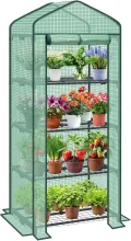 Sekey Mini Tomatengewächshaus mit 4 Regalböden, Folie Gewächshaus Klein Tomatenhaus Balkon Garten, Kleines Foliengewächshaus Stabil 160*70*50 cm, Weiß - Thumbnail 10