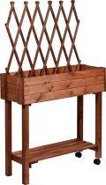 dobar® 58187e rollbares Hochbeet mit Rankgitter | Pflanzkasten auf Rollen | Blumenbeet aus Massiv-Holz | Schmales Kräuterbeet für Garten/Terrasse/Balkon | 79 x 28,5 x 130 cm | Braun - Thumbnail 3