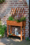 dobar® 58187e rollbares Hochbeet mit Rankgitter | Pflanzkasten auf Rollen | Blumenbeet aus Massiv-Holz | Schmales Kräuterbeet für Garten/Terrasse/Balkon | 79 x 28,5 x 130 cm | Braun - Thumbnail 6