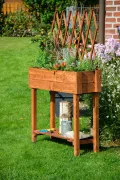 dobar® 58187e rollbares Hochbeet mit Rankgitter | Pflanzkasten auf Rollen | Blumenbeet aus Massiv-Holz | Schmales Kräuterbeet für Garten/Terrasse/Balkon | 79 x 28,5 x 130 cm | Braun - Thumbnail 8