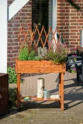 dobar® 58187e rollbares Hochbeet mit Rankgitter | Pflanzkasten auf Rollen | Blumenbeet aus Massiv-Holz | Schmales Kräuterbeet für Garten/Terrasse/Balkon | 79 x 28,5 x 130 cm | Braun - Thumbnail 9