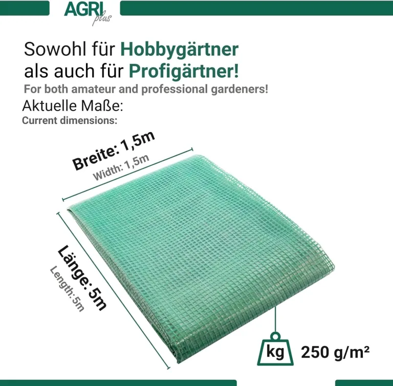 Gitterfolie 1,5 x 5 m I Stabile 250 g/m² Gewebeplane mit Nagelrand I Transparente & reißfeste Gartenfolie für langfristige Abdeckungen I Wetterfest & 3 Jahre UV-beständig – Bild 3