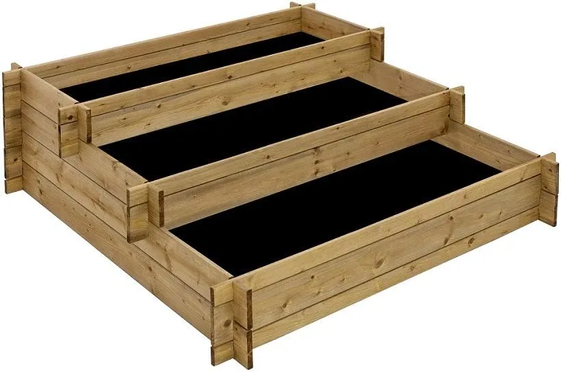 Stufenhochbeet aus Holz, Hochbeet mit unterschiedlichen Pflanzbereichen, Gartenbeet für Gemüse, Kräuter und Blumen - Bild 1