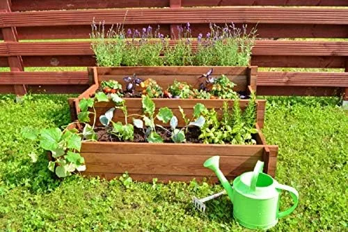 Stufenhochbeet aus Holz, Hochbeet mit unterschiedlichen Pflanzbereichen, Gartenbeet für Gemüse, Kräuter und Blumen – Bild 3