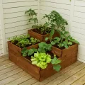 NATIV Pflanzkasten aus Holz | Kräuterbeet mit 4 Pflanzzonen | Hochbeet 90 x 90 cm Grundfläche | Pflanzentreppe aus FSC-zertifiziertem Holz | Blumenkasten mit unterschiedlichen Pflanzebenen - Thumbnail 7