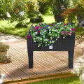 Deuba® Hochbeet 2in1 Funktion Balkonkasten 30L Bewässerungssystem mit abnehmbaren Füßen Polyrattan Beet Garten Balkon Kunststoff Anthrazit 60x25cm - Thumbnail 5