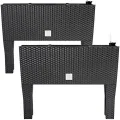 Deuba® Hochbeet 2in1 Funktion Balkonkasten 30L Bewässerungssystem mit abnehmbaren Füßen Polyrattan Beet Garten Balkon Kunststoff Anthrazit 60x25cm - Thumbnail 7