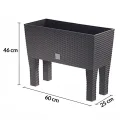 Deuba® Hochbeet 2in1 Funktion Balkonkasten 30L Bewässerungssystem mit abnehmbaren Füßen Polyrattan Beet Garten Balkon Kunststoff Anthrazit 60x25cm - Thumbnail 8