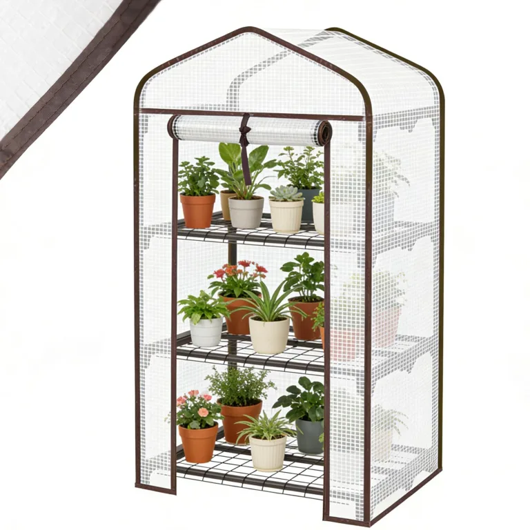 Sekey Mini Tomatengewächshaus mit 4 Regalböden, Folie Gewächshaus Klein Tomatenhaus Balkon Garten, Kleines Foliengewächshaus Stabil 160*70*50 cm, Grün – Bild 8