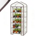 Sekey Mini Tomatengewächshaus mit 4 Regalböden, Folie Gewächshaus Klein Tomatenhaus Balkon Garten, Kleines Foliengewächshaus Stabil 160*70*50 cm, Grün - Thumbnail 10