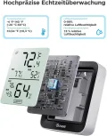 Govee Bluetooth Thermometer Hygrometer Innen, LCD Digital Temperatur luftfeuchtigkeitsmesser mit Benachrichtigungs Alarm, Präzise Thermo-Hygrometer mit APP, Datenspeicherung für Gewächshaus Weinkeller - Thumbnail 4
