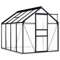 vidaXL Gewächshaus mit Grundrahmen Anthrazit Aluminium 4,75 m² - Thumbnail 1