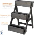 dobar® Dreistufige Pflanztreppe Outdoor aus Massiv-Holz für Balkon und Garten - Blumenbeet mit 3 Pflanzkästen wetterfest lasiert für draußen - 60 x 70 x 90 cm - Anthrazit - Thumbnail 9