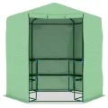 vidaXL Gewächshaus mit Regalen 1 Tür Pflanzenhaus Treibhaus Tomatenhaus Garten Foliengewächshaus Folienzelt Frühbeet Stahl 227x223cm - Thumbnail 9