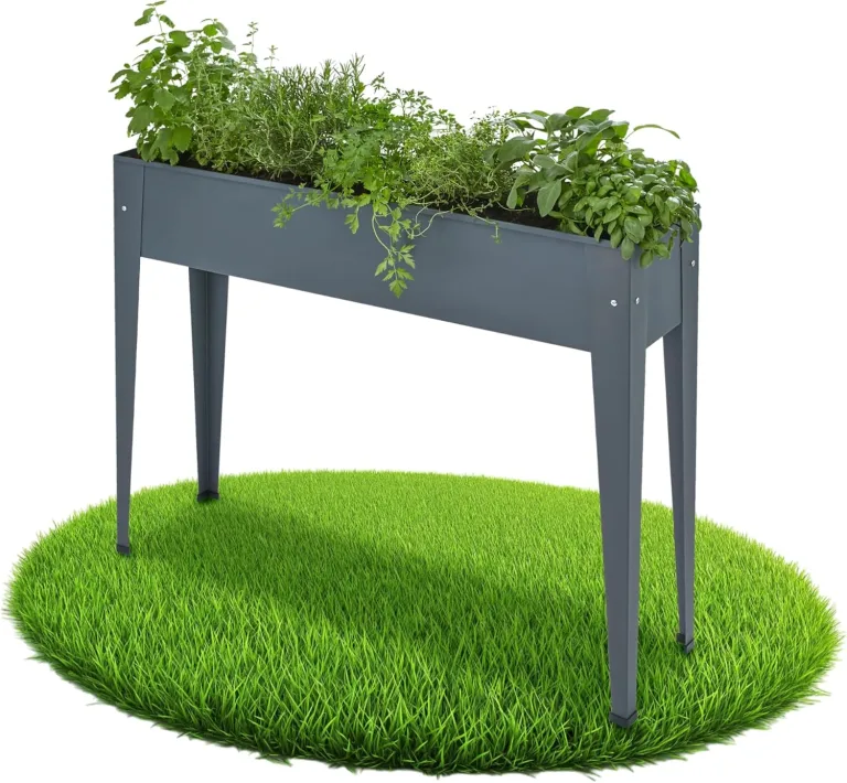 tectake® Hochbeet Metall, Blumenkasten Balkon und Garten, als Frühbeet, zur Anzucht, als Mini Gewächshaus, als Kräuterbeet, Gemüsebeet, Blumenbank mit Ablauföffnung, Blumentopf mit Füßen - anthrazit – Bild 1