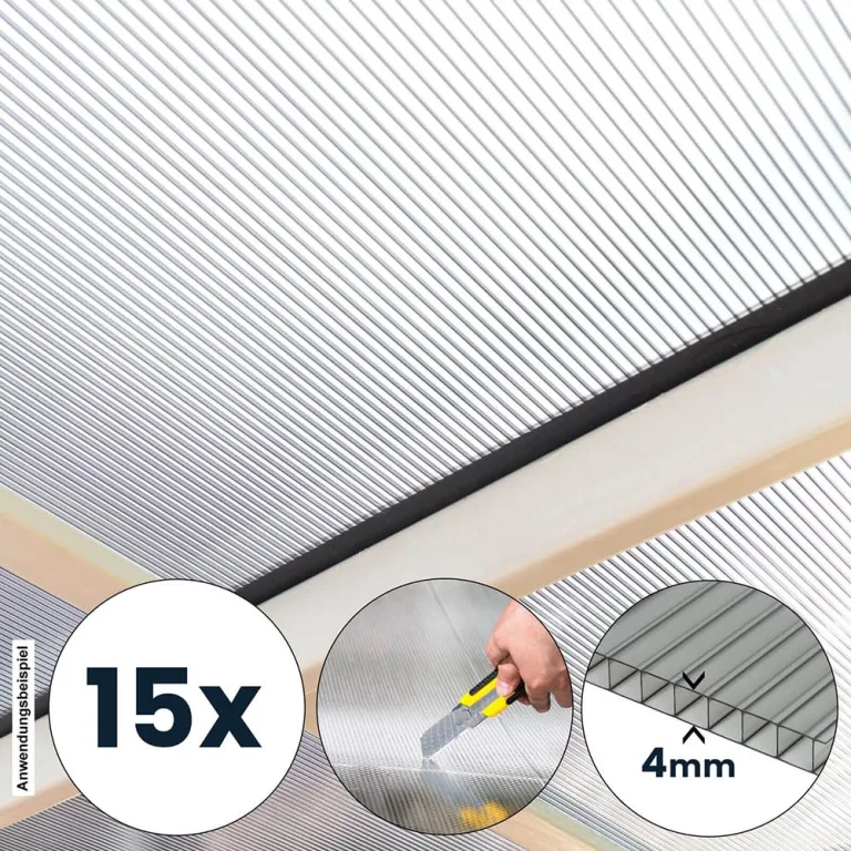 Home Deluxe - Hohlkammerstegplatten VARUS - UV-Geschützt - 15-teiliges Set I Hohlkammerplatten, Gewächshaus, Doppelstegplatte – Bild 4