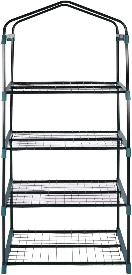 Gardebruk® Foliengewächshaus 158x49x69cm 4 Ablagen aufrollbare Tür Treibhaus Tomatenhaus Pflanzenhaus Anzuchthaus Balkon – Bild 3
