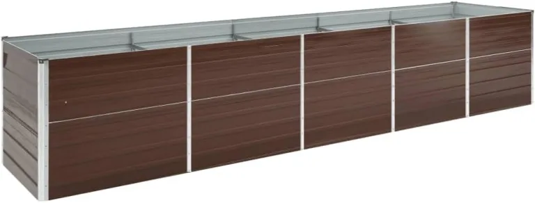 vidaXL Hochbeet Pflanzkübel Pflanzbeet Gemüsebeet Gartenbeet Frühbeet Blumenkasten Pflanzkasten Garten Verzinkter Stahl 400x80x77cm Braun