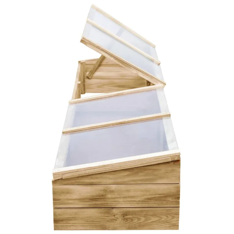 vidaXL 2X Kiefernholz Imprägniert Gewächshaus Frühbeet Frühbeetkasten Tomatenhaus Treibhaus Pflanzenhaus Kasten Pflanzenbeet Hochbeet 200x50x35cm – Bild 5