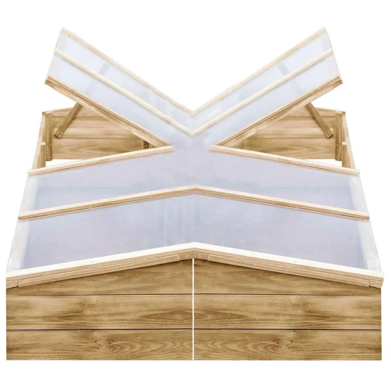 vidaXL 2X Kiefernholz Imprägniert Gewächshaus Frühbeet Frühbeetkasten Tomatenhaus Treibhaus Pflanzenhaus Kasten Pflanzenbeet Hochbeet 200x50x35cm – Bild 1