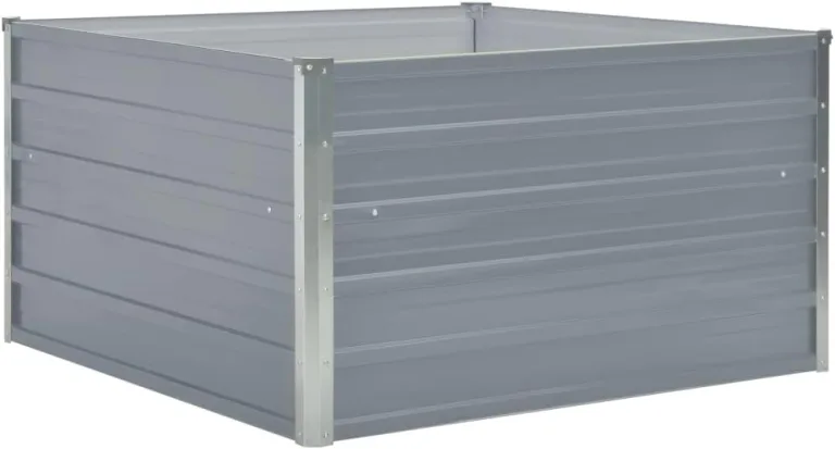 vidaXL Hochbeet Gartenbeet Gemüsebeet Pflanzbeet Pflanzkasten Blumenbeet Blumenkasten Frühbeet Garten 100x100x45cm Verzinkter Stahl Grau – Bild 3
