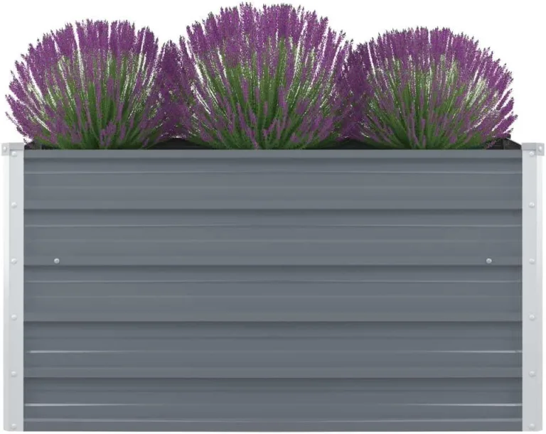 vidaXL Hochbeet Gartenbeet Gemüsebeet Pflanzbeet Pflanzkasten Blumenbeet Blumenkasten Frühbeet Garten 100x100x45cm Verzinkter Stahl Grau – Bild 1