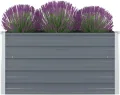 vidaXL Hochbeet Gartenbeet Gemüsebeet Pflanzbeet Pflanzkasten Blumenbeet Blumenkasten Frühbeet Garten 100x100x45cm Verzinkter Stahl Grau - Thumbnail 1