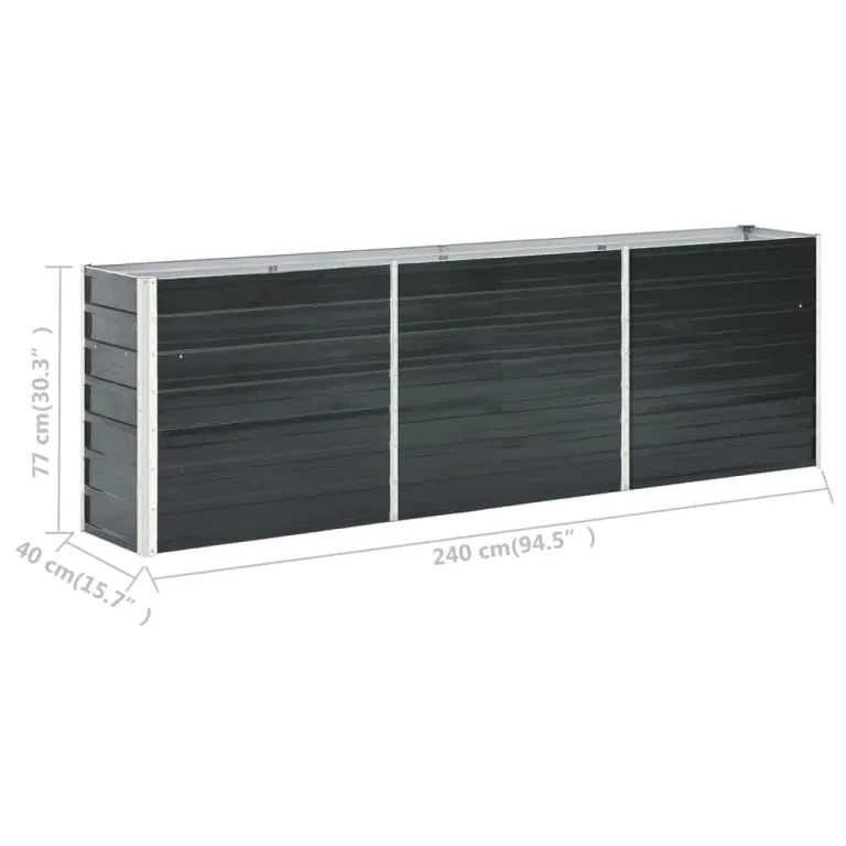 vidaXL Rechteck-Hochbeet aus verzinktem Stahl 240x40x77 cm, Anthrazit, offenem Boden, DIY Pflanzkasten für Blumen, Kräuter und Gemüse, Balkon, Terrasse oder Garten – Bild 3