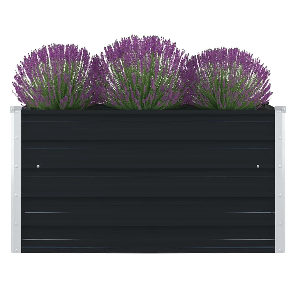 vidaXL Hochbeet Gartenbeet Gemüsebeet Pflanzbeet Pflanzkasten Blumenbeet Blumenkasten Frühbeet Garten 100x100x45cm Verzinkter Stahl Anthrazit - Bild 1
