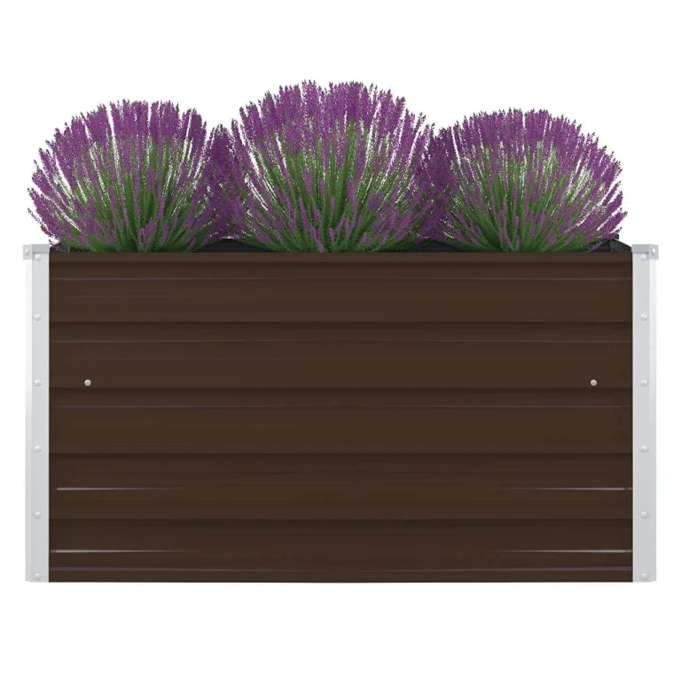 vidaXL Hochbeet Gartenbeet Gemüsebeet Pflanzbeet Pflanzkasten Blumenbeet Blumenkasten Frühbeet Garten 100x100x45cm Verzinkter Stahl Anthrazit – Bild 8