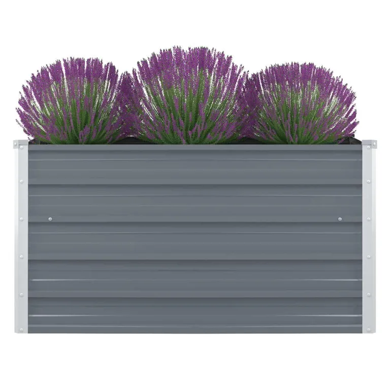 vidaXL Hochbeet Gartenbeet Gemüsebeet Pflanzbeet Pflanzkasten Blumenbeet Blumenkasten Frühbeet Garten 100x100x45cm Verzinkter Stahl Anthrazit – Bild 9