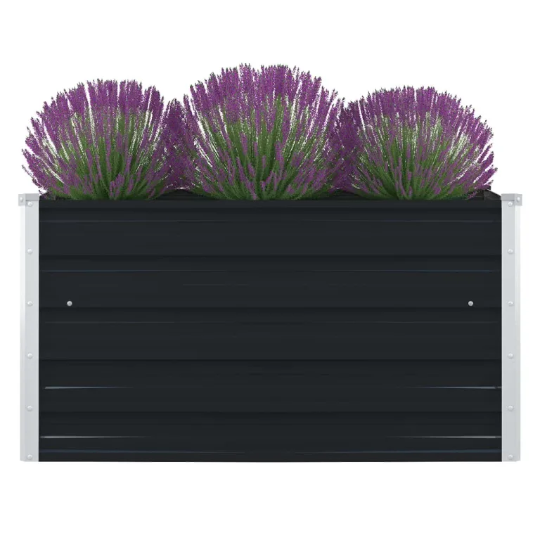 vidaXL Hochbeet Gartenbeet Gemüsebeet Pflanzbeet Pflanzkasten Blumenbeet Blumenkasten Frühbeet Garten 100x100x45cm Verzinkter Stahl Braun – Bild 8