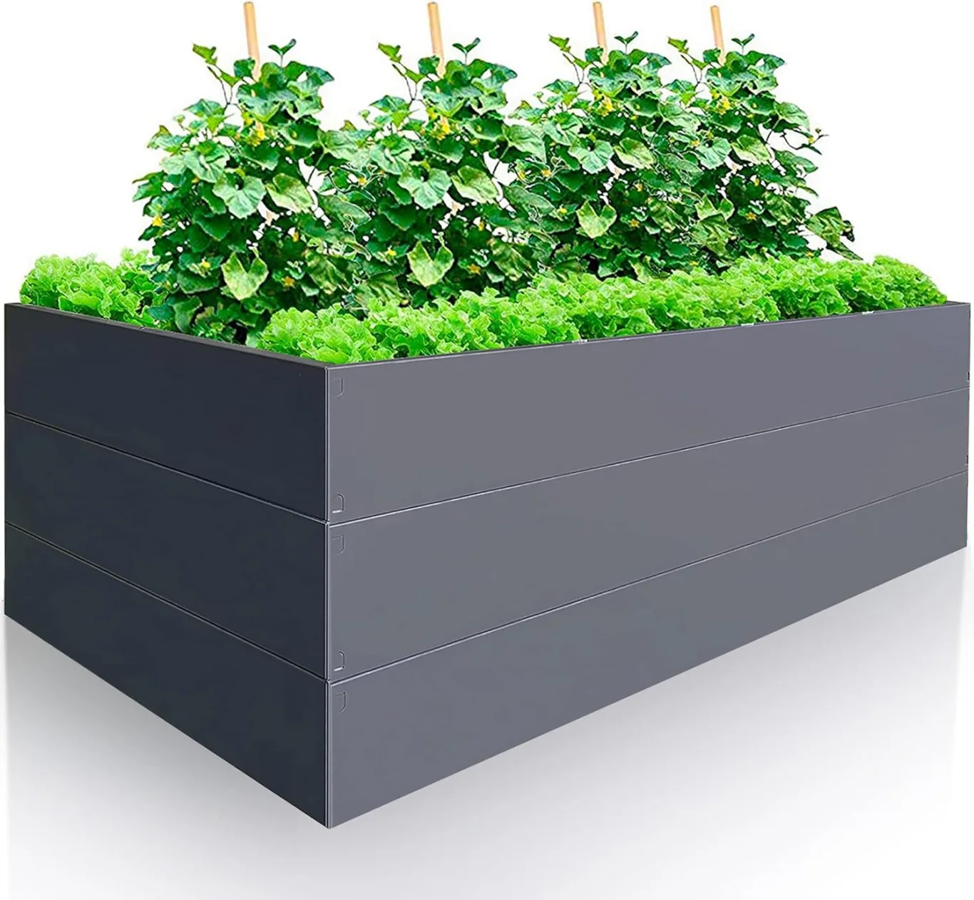 Hochbeet Metall 200x100x63 cm – Großes Hochbeet für Garten aus Stahl, Grau – Verzinkt & Pulverbeschichtet Rostfrei mit Maulwurfnetz – Hochbeete-Kit ideal als Kräuterbeet - Bild 1