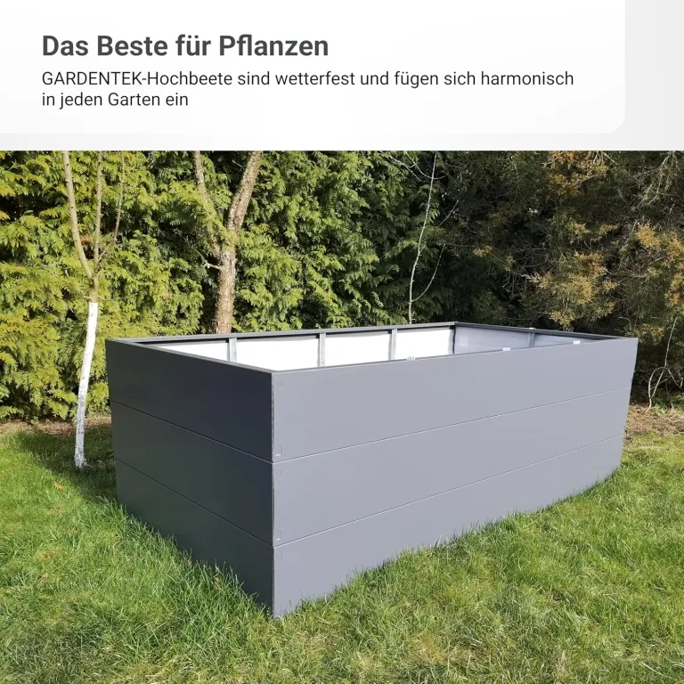 Hochbeet Metall 200x100x63 cm – Großes Hochbeet für Garten aus Stahl, Grau – Verzinkt & Pulverbeschichtet Rostfrei mit Maulwurfnetz – Hochbeete-Kit ideal als Kräuterbeet – Bild 5
