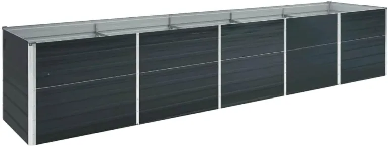 vidaXL Hochbeet Pflanzkübel Pflanzbeet Gemüsebeet Gartenbeet Frühbeet Blumenkasten Pflanzkasten Garten Verzinkter Stahl 400x80x77cm Anthrazit