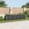 vidaXL Hochbeet Pflanzkübel Pflanzbeet Gemüsebeet Gartenbeet Frühbeet Blumenkasten Pflanzkasten Garten Verzinkter Stahl 400x80x77cm Anthrazit - Thumbnail 3