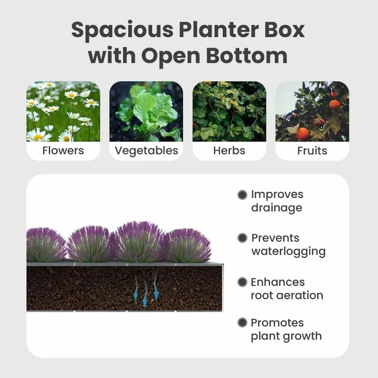 vidaXL Hochbeet Pflanzkübel Pflanzbeet Gemüsebeet Gartenbeet Frühbeet Blumenkasten Pflanzkasten Garten Verzinkter Stahl 480x80x77cm Grau – Bild 4