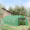 Outsunny Folien Gewächshaus Foliengewächshaus Treibhaus Frühbeet Pflanzenhaus Tomatenhaus Giebeldach 595 × 300B × 200H cm - Thumbnail 2