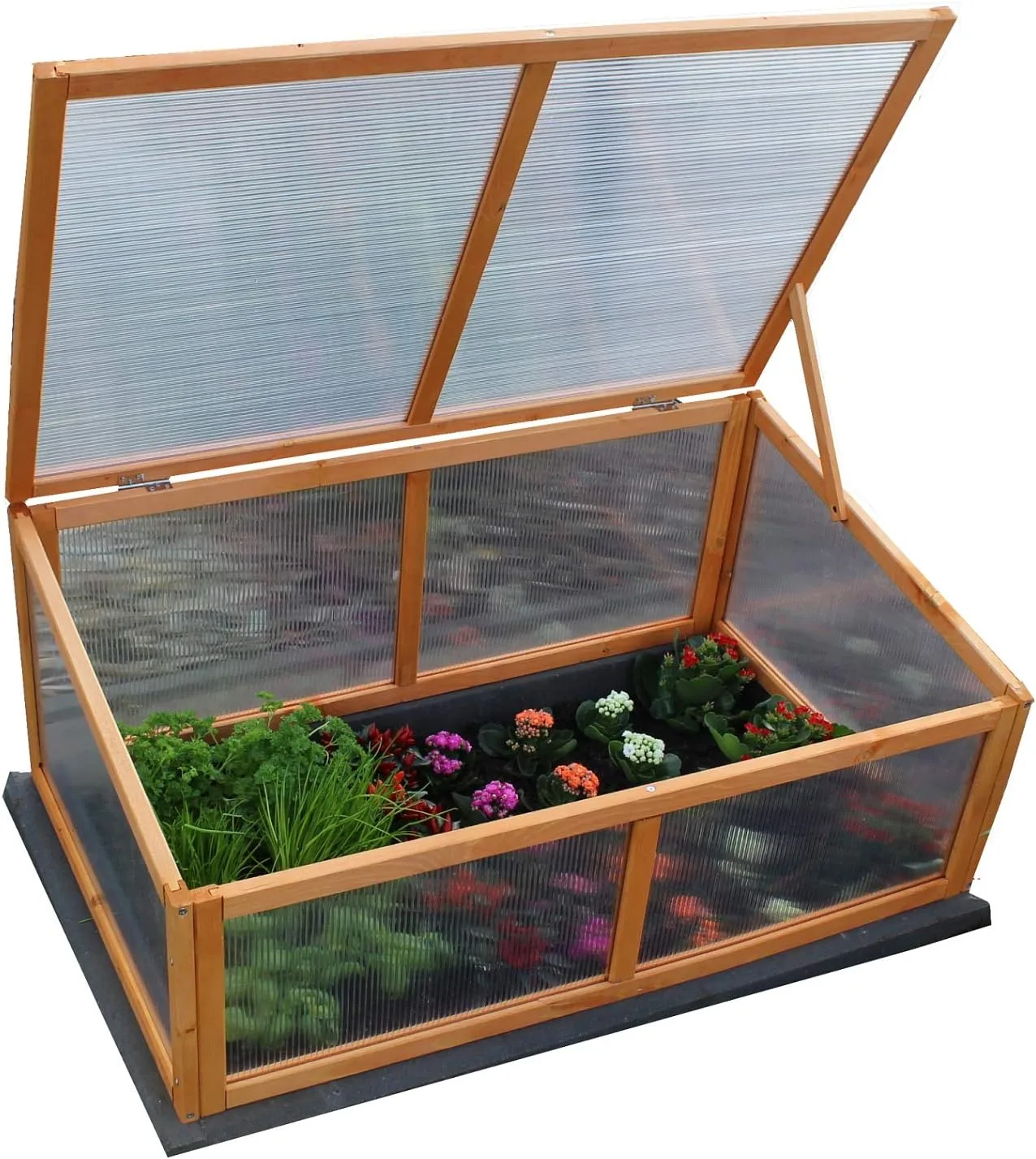 zooprinz Frühbeet HERBA – Pflanzbeet für Terrasse / Garten und Balkon – Gewächshaus – Anzuchtbeet mit Abdeckung aus Holz & Polycarbonat – idealer Schutz für Kräuter und Co. - Bild 1