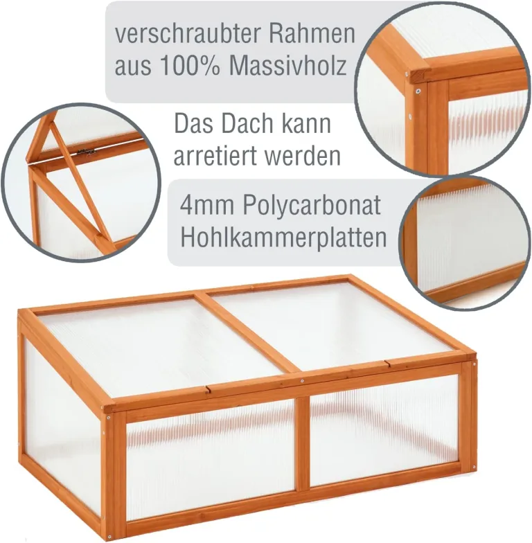 zooprinz Frühbeet HERBA – Pflanzbeet für Terrasse / Garten und Balkon – Gewächshaus – Anzuchtbeet mit Abdeckung aus Holz & Polycarbonat – idealer Schutz für Kräuter und Co. – Bild 4