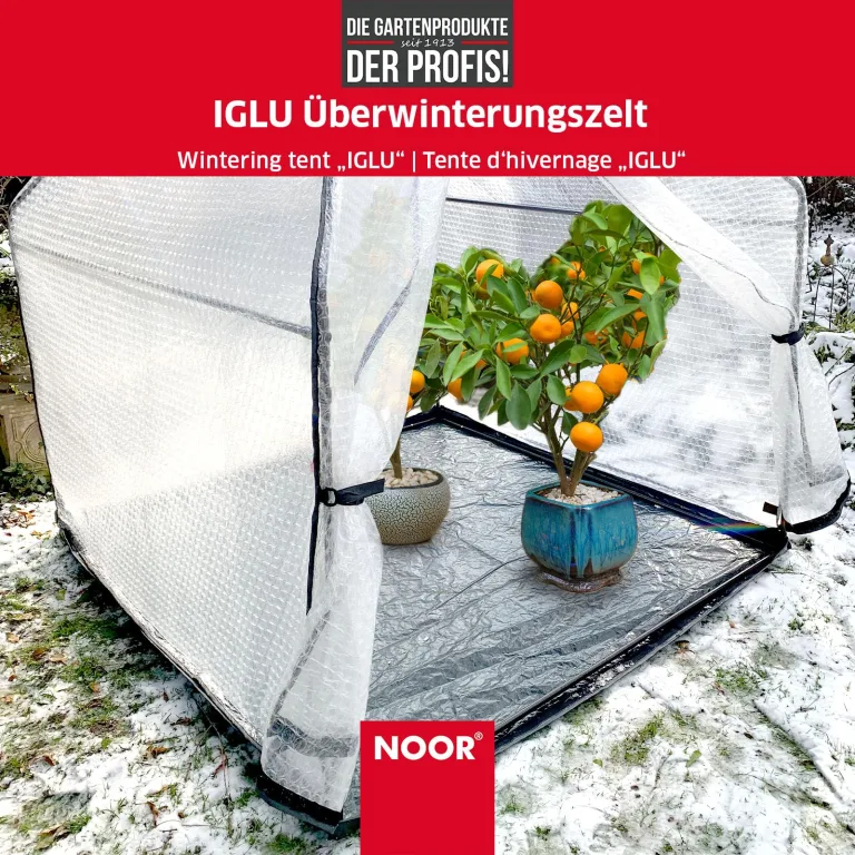 Noor Überwinterungszelt IGLU für Kübelpflanzen - wetterfestes UV-beständiges Winterschutzzelt - Robustes frostsicheres Foliengewächshaus mit 3-lagiger Luftpolsterfolie - Modell L 120x120x180 cm – Bild 4