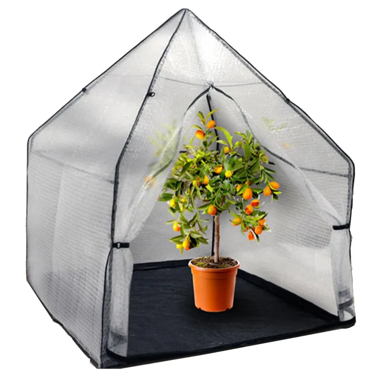 Noor Überwinterungszelt IGLU für Kübelpflanzen - wetterfestes UV-beständiges Winterschutzzelt - Robustes frostsicheres Foliengewächshaus mit 3-lagiger Luftpolsterfolie - Modell L 120x120x180 cm – Bild 8