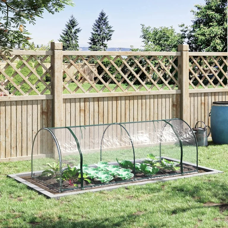 Outsunny Gewächshaus mit Rollfenster winterfest Foliengewächshaus aus Stahl wasserabweisend Treibhaus für Balkon Garten Tomatenhaus mit UV schutz 250x100x80cm Tomatengewächshaus für Gemüse Transparent – Bild 3