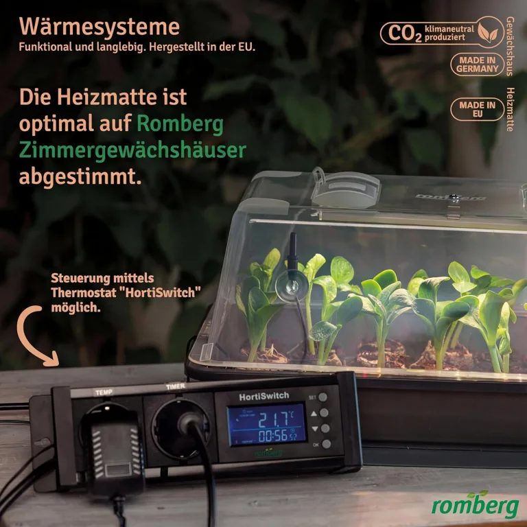 Romberg Heizmatte für Pflanzenanzucht, Größe S (40 × 15 cm), 14 W, IP67 wasserdichte Pflanzenheizung für Mini-Gewächshaus & Terrarium, passend für BoQube M und L PLUS Zimmergewächshäuser – Bild 6
