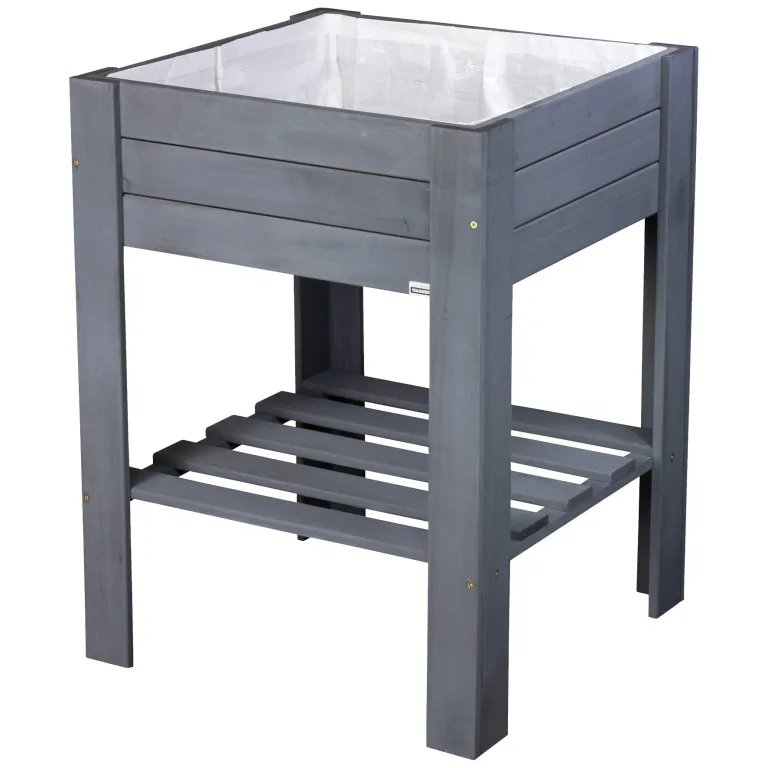 WAGNER GrowFAMILY - Hochbeet - GrowBOX Light - Nadelholz, Massivholz FSC®, anthrazit, 70 x 83 x 34,5 cm, Regalboden, inkl. Pflanztasche - 25024001 – Bild 9