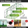 BRAST Gewächshaus Foliengewächshaus mit Stahlfundament | 2x3m - 3x8m | inkl. Erdanker Unkrautvlies & aufrollbare Seitenwände mit Moskitonetz | UV-stabilisierte Gitterschutzfolie 200g/m² | 200x300cm - Thumbnail 4
