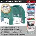 BRAST Gewächshaus Foliengewächshaus mit Stahlfundament | 2x3m - 3x8m | inkl. Erdanker Unkrautvlies & aufrollbare Seitenwände mit Moskitonetz | UV-stabilisierte Gitterschutzfolie 200g/m² | 200x300cm - Thumbnail 7