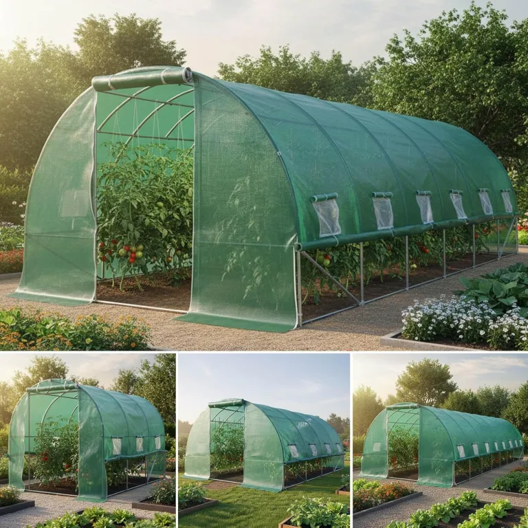 BRAST Gewächshaus Foliengewächshaus mit Stahlfundament | 2x3m - 3x8m | inkl. Erdanker Unkrautvlies & aufrollbare Seitenwände mit Moskitonetz | UV-stabilisierte Gitterschutzfolie 200g/m² | 300x600cm – Bild 1